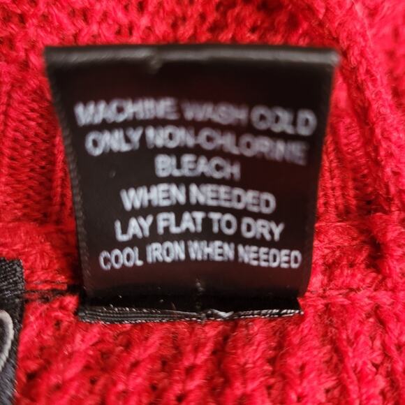 Red Blk Striped Sweater Dress L Bodycon Knit Short Sleeve Siren Coquette Holiday - Picture 9 of 9